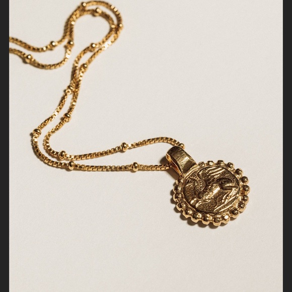 Pamela Card Jewelry Heavenly Flight Amulet Necklace, 24K Gold Plated, Coin - Picture 3 of 5